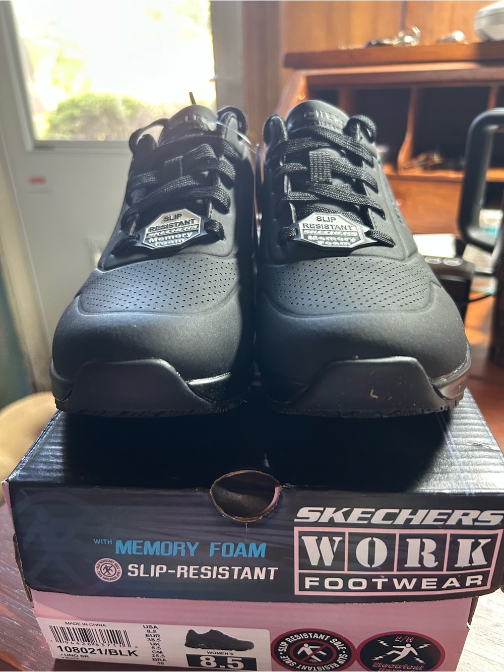 Skechers Black Women's Slip-Resistant Work Sneakers